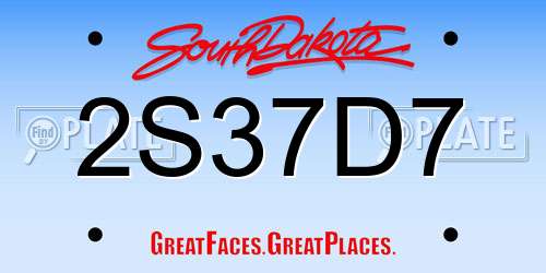 2S37D7 South Dakota License Plate