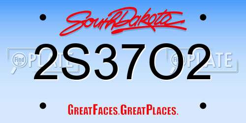2S37O2 South Dakota License Plate