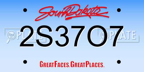 2S37O7 South Dakota License Plate