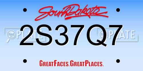 2S37Q7 South Dakota License Plate