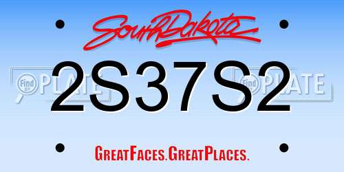 2S37S2 South Dakota License Plate