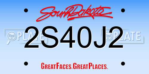 2S40J2 South Dakota License Plate