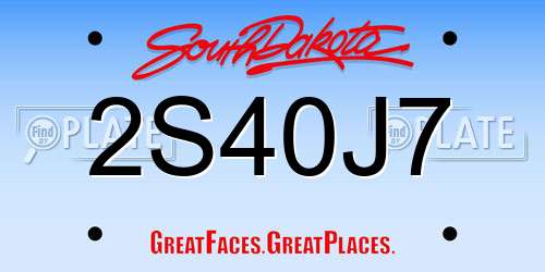2S40J7 South Dakota License Plate