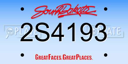 2S4193 South Dakota License Plate
