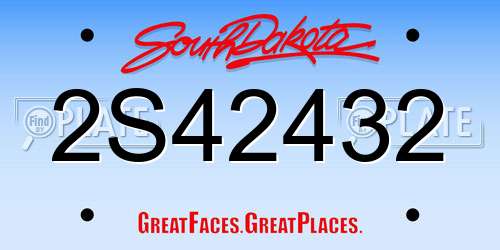 2S42432 South Dakota License Plate