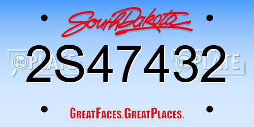 2S47432 South Dakota License Plate