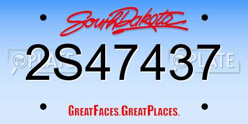 2S47437 South Dakota License Plate
