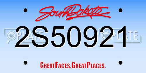 2S50921 South Dakota License Plate
