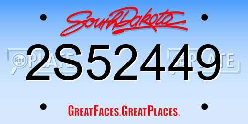 2S52449 South Dakota License Plate
