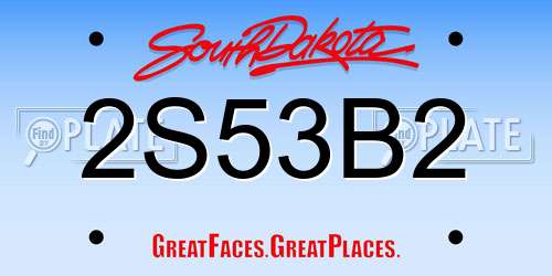 2S53B2 South Dakota License Plate