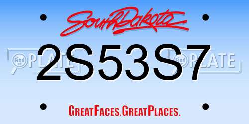 2S53S7 South Dakota License Plate