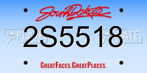 2S5518 South Dakota License Plate