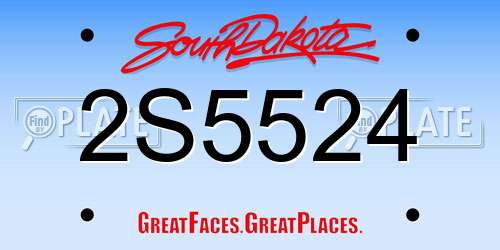 2S5524 South Dakota License Plate
