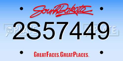 2S57449 South Dakota License Plate
