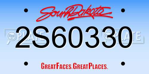 2S60330 South Dakota License Plate