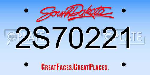 2S70221 South Dakota License Plate