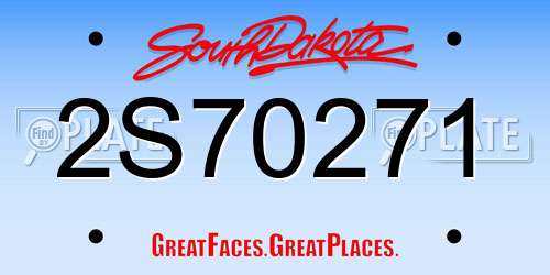 2S70271 South Dakota License Plate