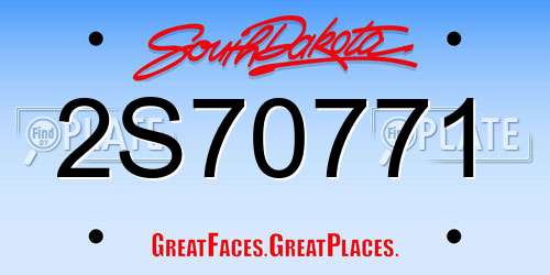 2S70771 South Dakota License Plate