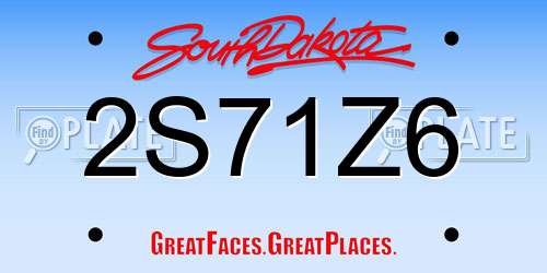 2S71Z6 South Dakota License Plate