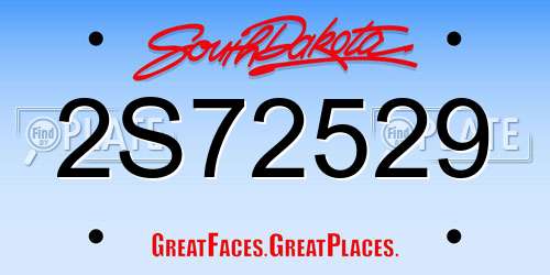 2S72529 South Dakota License Plate