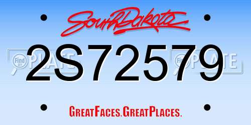 2S72579 South Dakota License Plate