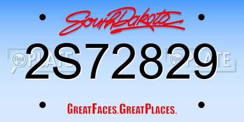 2S72829 South Dakota License Plate