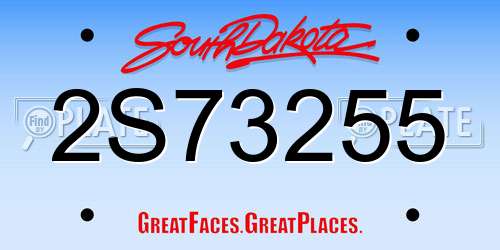 2S73255 South Dakota License Plate
