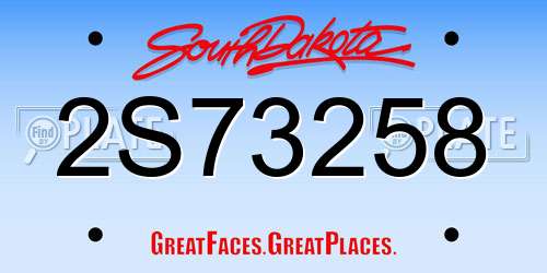 2S73258 South Dakota License Plate