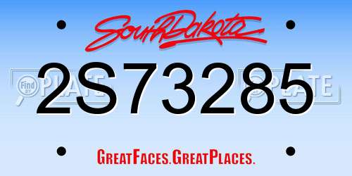 2S73285 South Dakota License Plate