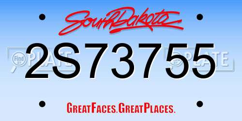 2S73755 South Dakota License Plate