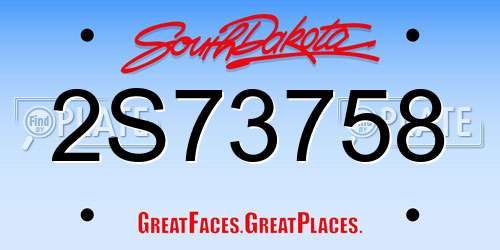 2S73758 South Dakota License Plate
