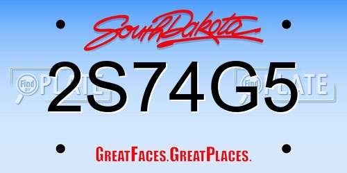 2S74G5 South Dakota License Plate