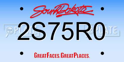 2S75R0 South Dakota License Plate