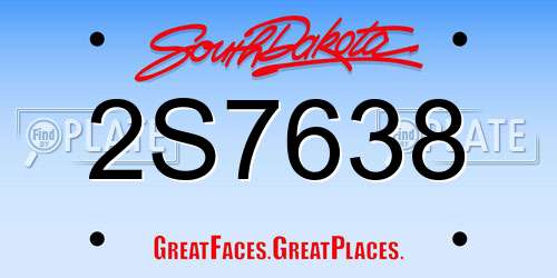 2S7638 South Dakota License Plate