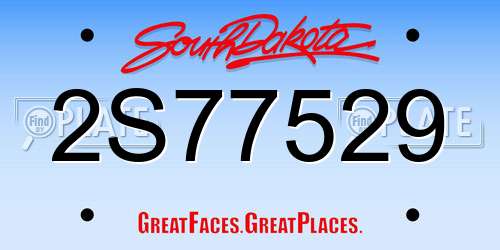 2S77529 South Dakota License Plate