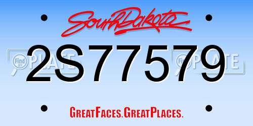 2S77579 South Dakota License Plate