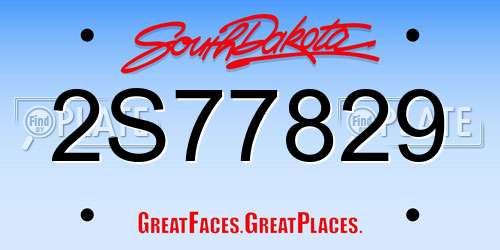 2S77829 South Dakota License Plate