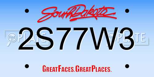 2S77W3 South Dakota License Plate