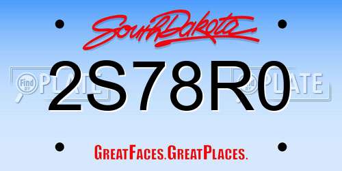 2S78R0 South Dakota License Plate