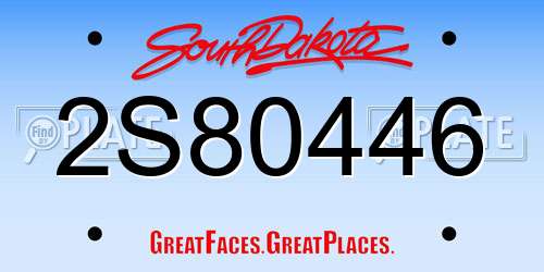 2S80446 South Dakota License Plate