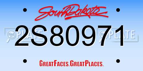 2S80971 South Dakota License Plate