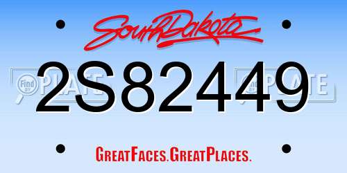 2S82449 South Dakota License Plate