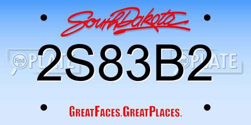 2S83B2 South Dakota License Plate