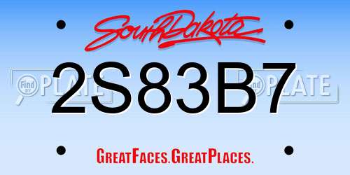 2S83B7 South Dakota License Plate