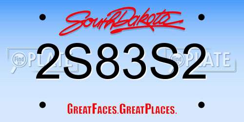 2S83S2 South Dakota License Plate