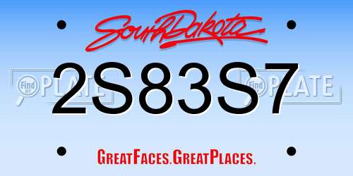 2S83S7 South Dakota License Plate