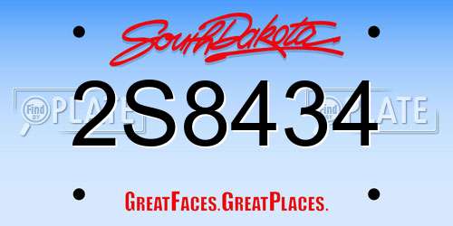 2S8434 South Dakota License Plate