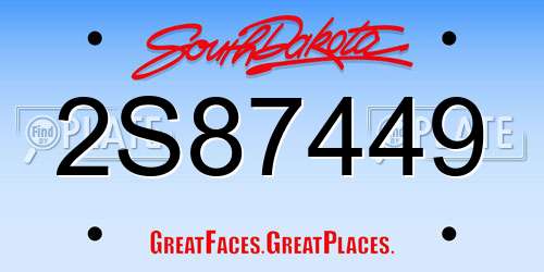 2S87449 South Dakota License Plate