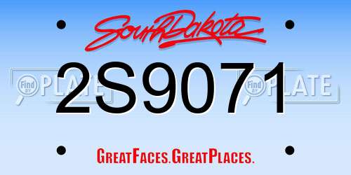 2S9071 South Dakota License Plate