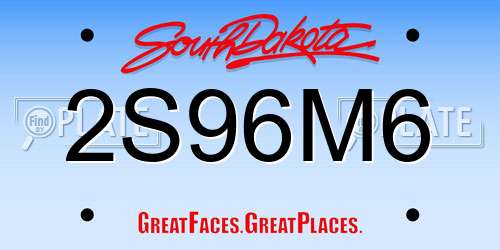 2S96M6 South Dakota License Plate